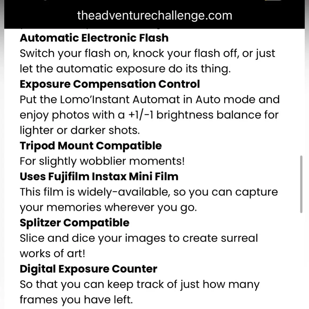 NIB lomography x The Adventure Challenge Lomo’Instant Automat Camera, White - Picture 10 of 11